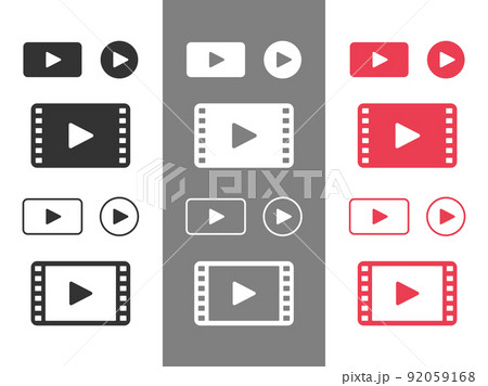 動画再生中のアイコンイラストセット 92059168