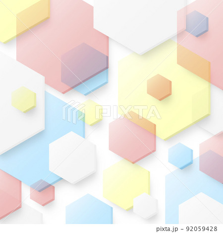 カラフルな六角形のタイル　背景素材 92059428