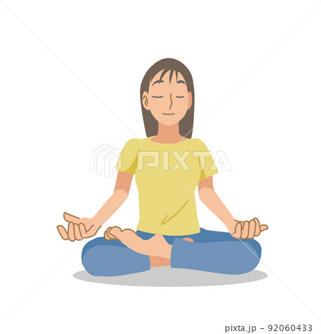 瞑想するアジア系の女性 瞑想するアジア系の女性 92060433