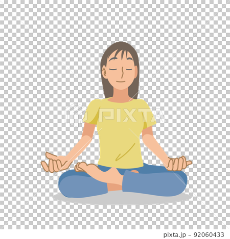 瞑想するアジア系の女性 瞑想するアジア系の女性 92060433
