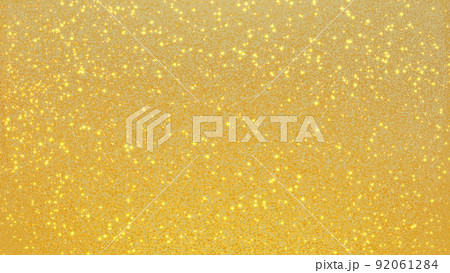 ラメ生地のようにキラキラと輝く金色の背景画像。（光の筋あり）	 92061284
