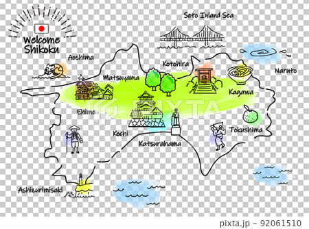 四國旅遊景點簡單線描圖 92061510