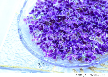 ガラスの器とデュランタの花びら 92062086
