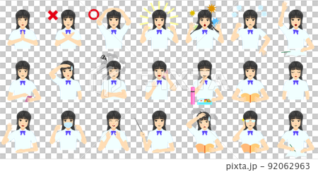 女子学生　夏服　Yシャツ半袖リボン青　姫カット（セット） 92062963