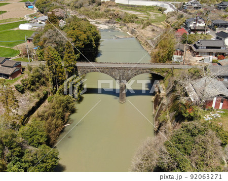 宇佐市院内で最長の石橋の御沓橋の空撮 宇佐市院内で最長の石橋の御沓橋の空撮 92063271