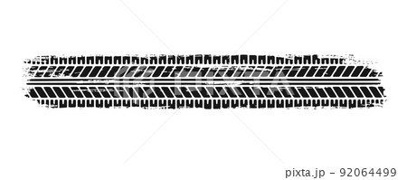 Auto tire tread grunge element. Car and motorcycle tire pattern, wheel tyre tread track. Black tyre print. Vector illustration isolated on white background 92064499