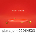 Realistic red product podium on the background with golden shapes Vector 92064523