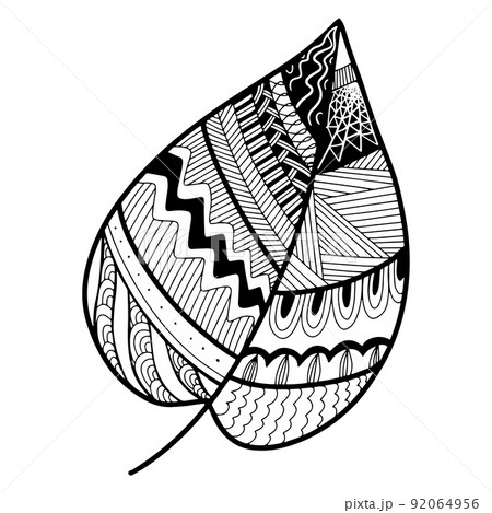 Vector zen tangle and doodle leaf. Nature...のイラスト素材 [92064956] - PIXTA