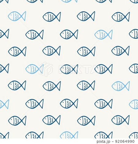 Vector fishes doodles seamless pattern.. Cute hand drawn illustration. Perfect for textile print, baby shower, kids bedroom decor, birthday party, packaging design, wrapping paper 92064990