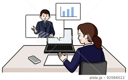 オンライン営業 スーツの男性と女性 オンライン営業 スーツの男性と女性 92066022