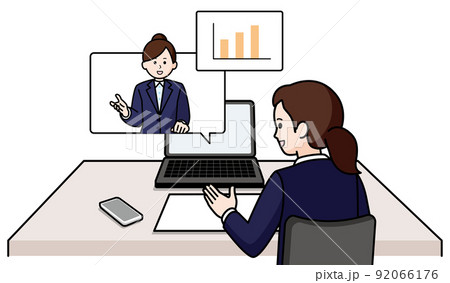 オンライン営業　スーツの女性と女性 92066176