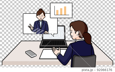 オンライン営業　スーツの女性と女性 92066176