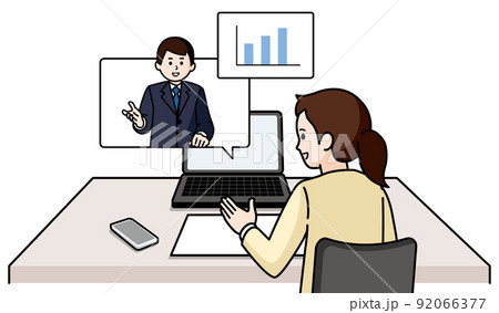 オンライン営業 スーツの男性と私服の女性 オンライン営業 スーツの男性と私服の女性 92066377