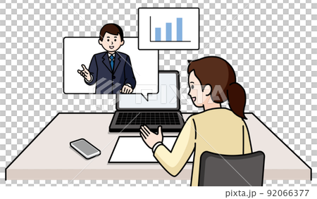 オンライン営業 スーツの男性と私服の女性 オンライン営業 スーツの男性と私服の女性 92066377