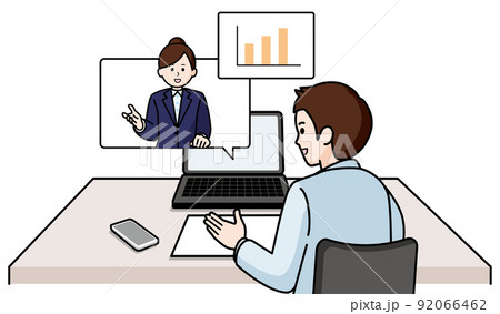 オンライン営業　スーツの女性と私服の男性 92066462