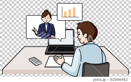 オンライン営業　スーツの女性と私服の男性 92066462