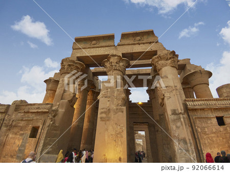 Ruins of the Temple of Kom Ombo in the Nile river at sunset, Egypt Ruins of the Temple of Kom Ombo in the Nile river at sunset, Egypt 92066614