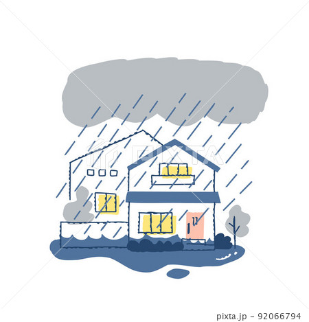 豪雨で被害を受けた家 92066794