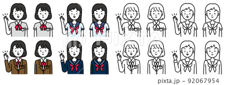 いろいろなポーズの女性学生 いろいろなポーズの女性学生 92067954