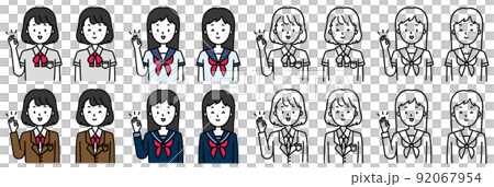 いろいろなポーズの女性学生 いろいろなポーズの女性学生 92067954