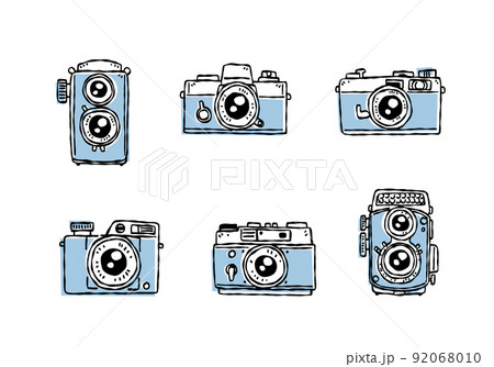 set of line drawn retro camera 92068010