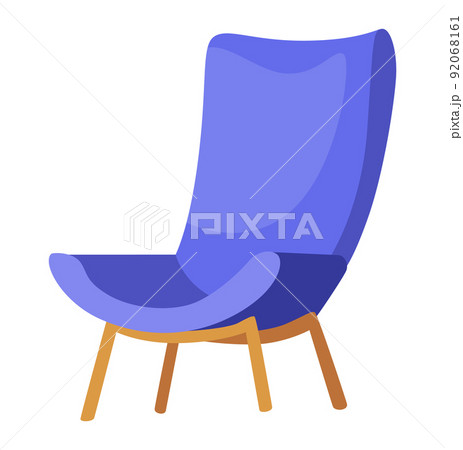 Comfortable and fashionable armchair. Room design element. Soft furniture for rest and relaxation. Cartoon soft and cozy armchair with upholstery 92068161