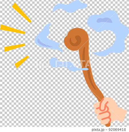 魔法の杖を掲げる手 92069418