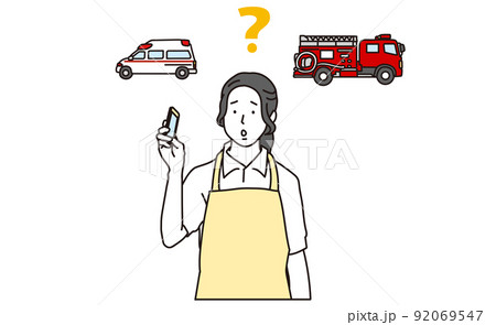 レスキューを呼ぶのを迷うアジア人女性 92069547