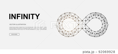 Infinity 3d low poly symbol for landing page template. Forever design illustration. Polygonal Endlessness illustration for homepage design, adv page 92069928