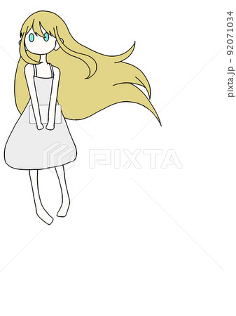 クラッチバッグを持った金髪の女の子のイラスト クラッチバッグを持った金髪の女の子のイラスト 92071034