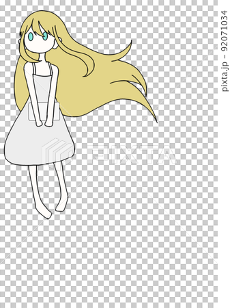 クラッチバッグを持った金髪の女の子のイラスト クラッチバッグを持った金髪の女の子のイラスト 92071034