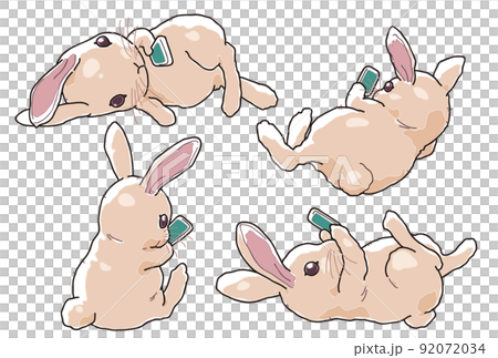 「だらだらスマホうさぎ」四点セット（茶ver） 92072034