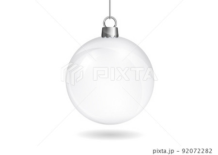 White or silver christmas ball isolated on white background. Ball with ribbon and bow. New year toy decoration. Holiday decoration element. White pearl balloon. Festive christmas tree toy. White or silver christmas ball isolated on white background. Ball with ribbon and bow. New year toy decoration. Holiday decoration element. White pearl balloon. Festive christmas tree toy. 92072282