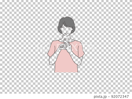 一個女人看著智能手機的插圖 一個女人看著智能手機的插圖 92072347