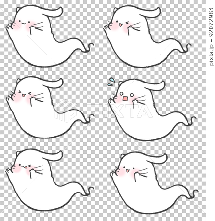 左むきのしろうさぎの幽霊6パターン 92072983