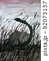 Snake lurking under stone. Phobia. Psychology or psychiatry concept 92073137