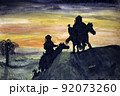 Caravan in desert. Impressionism painting 92073260
