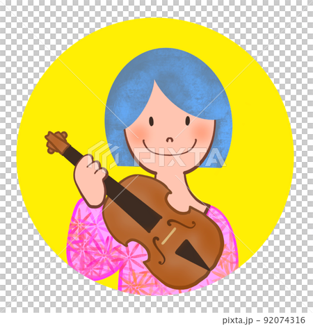 Illustration for a woman icon with a violin Illustration for a woman icon with a violin 92074316