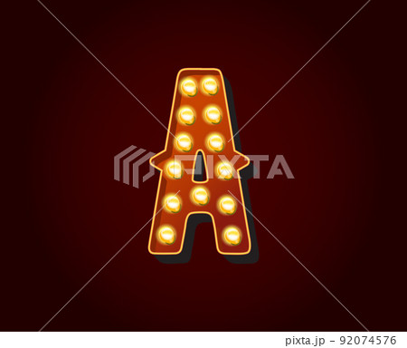 Casino or Broadway Signs style light bulb Alphabet Letter Character in Vector 92074576