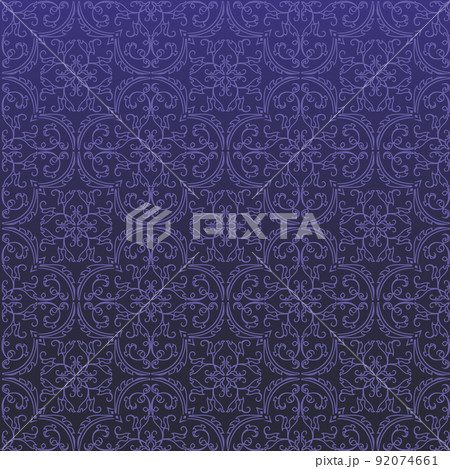 Seamless Damask Background Pattern Design and Wallpaper Made of Turkish Texture Ceramic Tiles in Vector 92074661