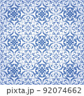 Seamless Damask Background Pattern Design and Wallpaper Made of Turkish Texture Ceramic Tiles in Vector 92074662