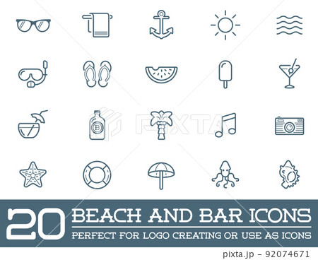 Set of Vector Beach Sea Bar Elements and Summer can be used as Logo or Icon in premium quality Set of Vector Beach Sea Bar Elements and Summer can be used as Logo or Icon in premium quality 92074671