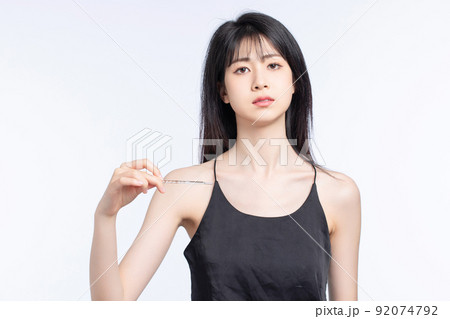 Asian girl on white background Asian girl on white background 92074792