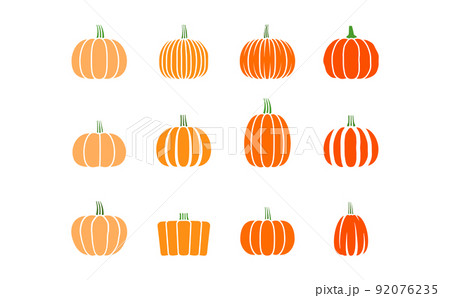 主線なし　カボチャのカラーイラストセット 92076235