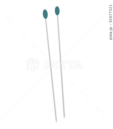 Tool for made knitted clothes. Needles for knitting. Sign or symbol of handcrafting equipment. Knitting handmade craft hobby 92077321