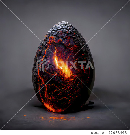 Glowing Dragon Egg with Broken Surface 92078448