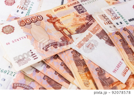 background of banknotes, Russian rubles.. background of banknotes, Russian rubles.. 92078578