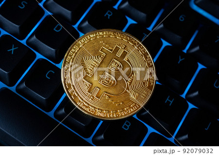 gold bitcoin on the keyboard gold bitcoin on the keyboard 92079032
