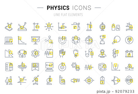 Set Vector Line Icons of Physics. 92079233