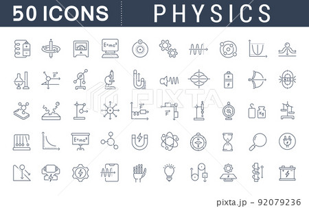 Set Vector Line Icons of Physics. Set Vector Line Icons of Physics. 92079236
